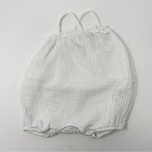 Emily and Oliver Romper White Cotton Muslin Ruffles